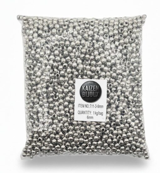Cuentas Metal niquel 6mm