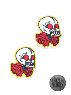 Aplique Termoadhesivo Calavera Con Rosas
