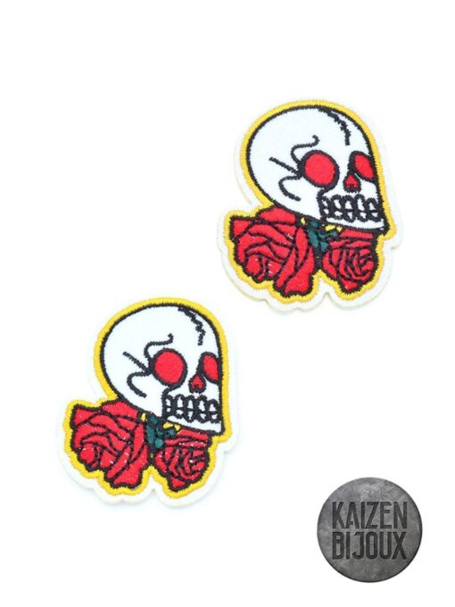 Aplique Termoadhesivo Calavera Con Rosas