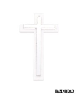 Cruz Base Blanca Con Plata