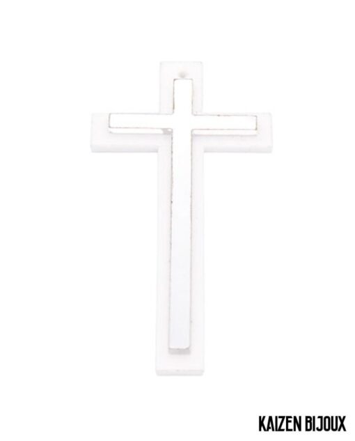 Cruz Base Blanca Con Plata