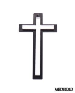 Cruz Base Negra Con Plata