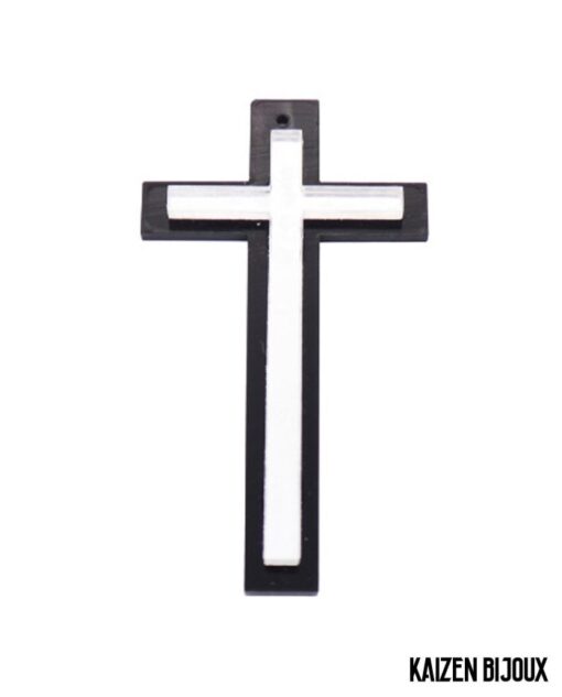 Cruz Base Negra Con Plata