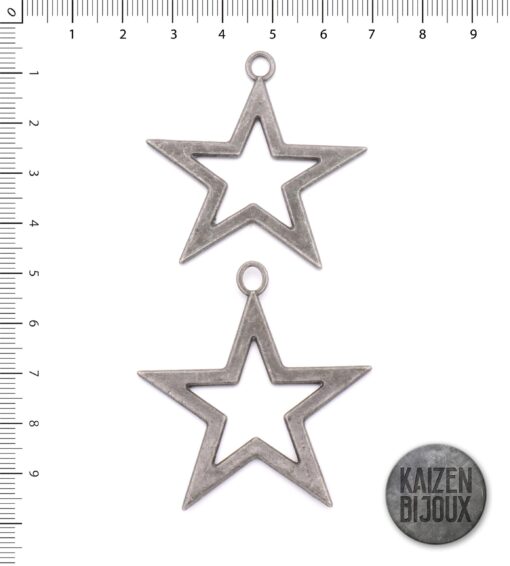 Dije Estrella Grande Calada Plata Vieja