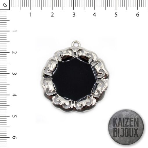 Dije Flor Esmaltado negro