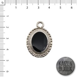 Dije oval chico de 18*33 mm c/esmaltado negro