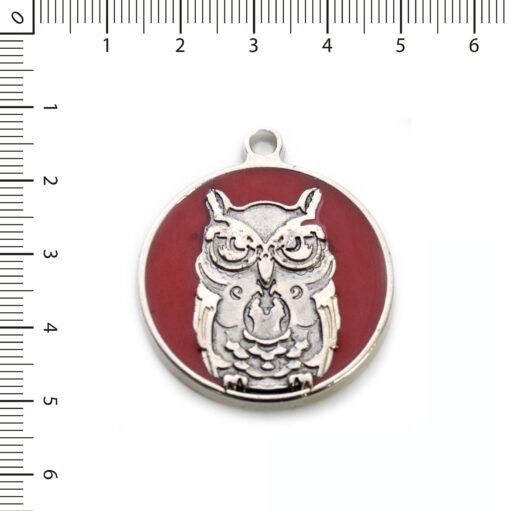 Medalla Buho esmaltado rojo