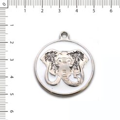 Medalla Elefante esmaltado blanco