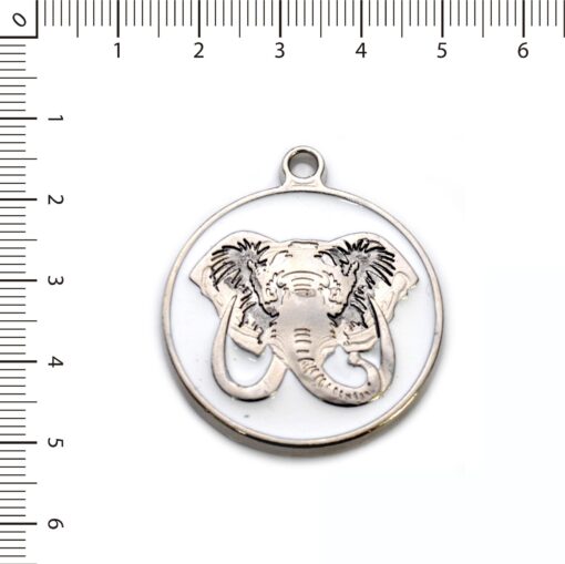Medalla Elefante esmaltado blanco