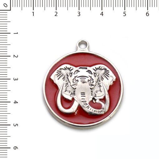 Medalla Elefante esmaltado rojo